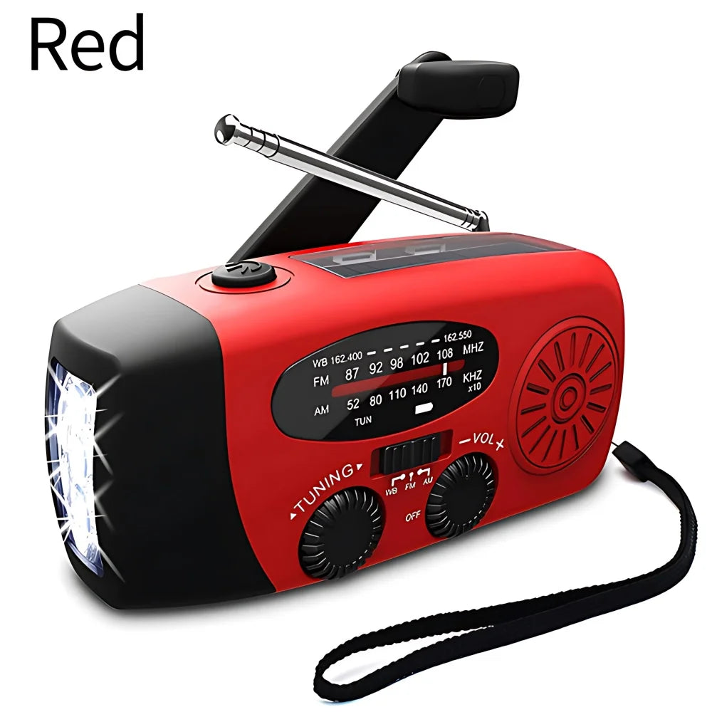 Portable Solar Hand Crank AM/FM Radio for Survival,Rechargeable Battery Powered Radio,USB Charger,Flashlight,Reading Lamp