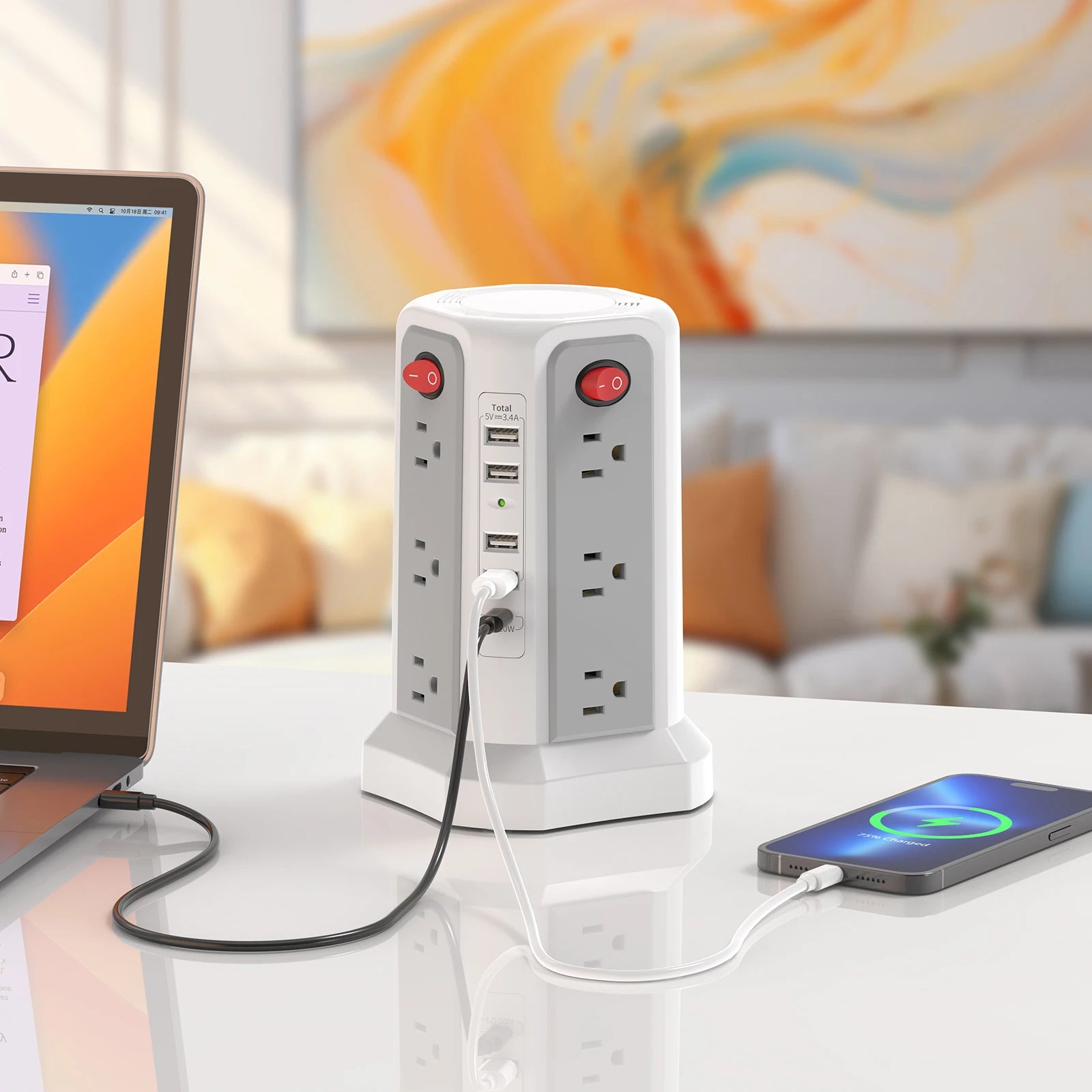 American Tower braided extension cord plug-in