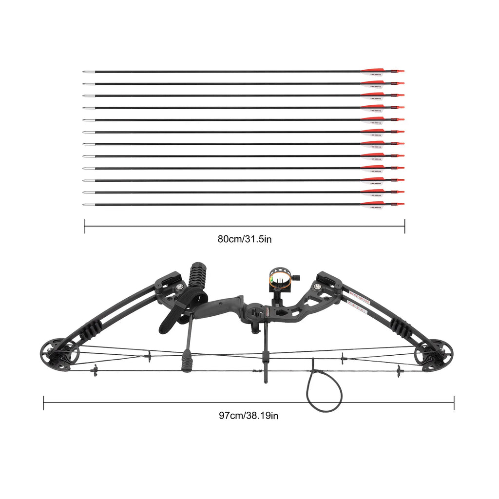30-55 lbs Compound Bow Adjustable Draw Weight and Length with 3-Pin Sight 12 Arrows Complete Arch Set for Adults Right Hand