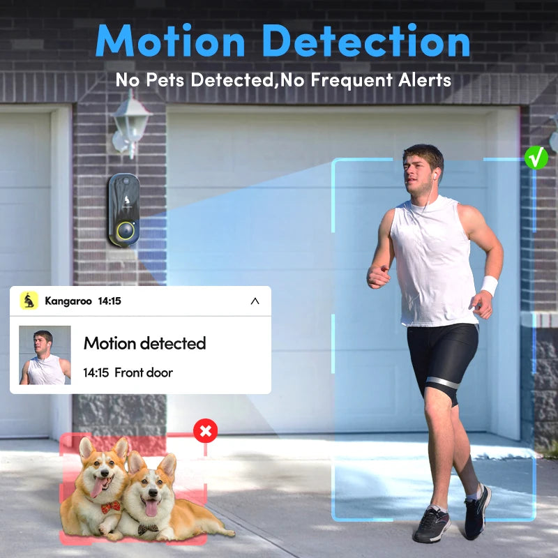 Kangaroo smart doorbell camera+chime, HD wide-angle