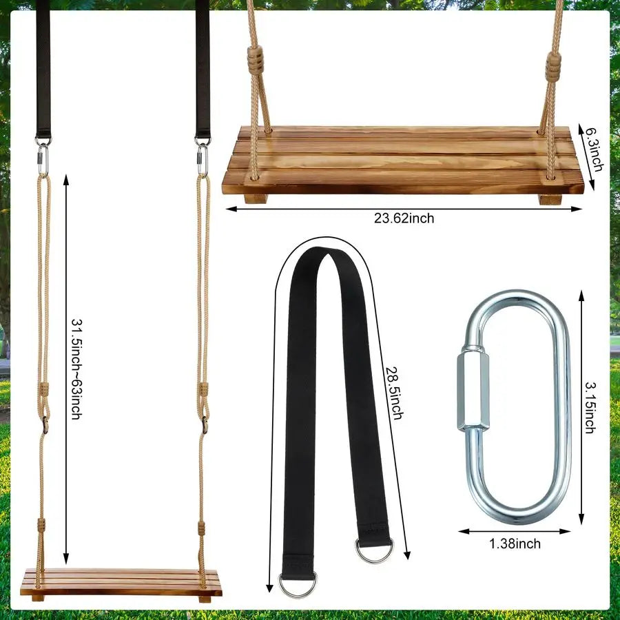 Pcs Hanging Wood Swing Seat Carbonized