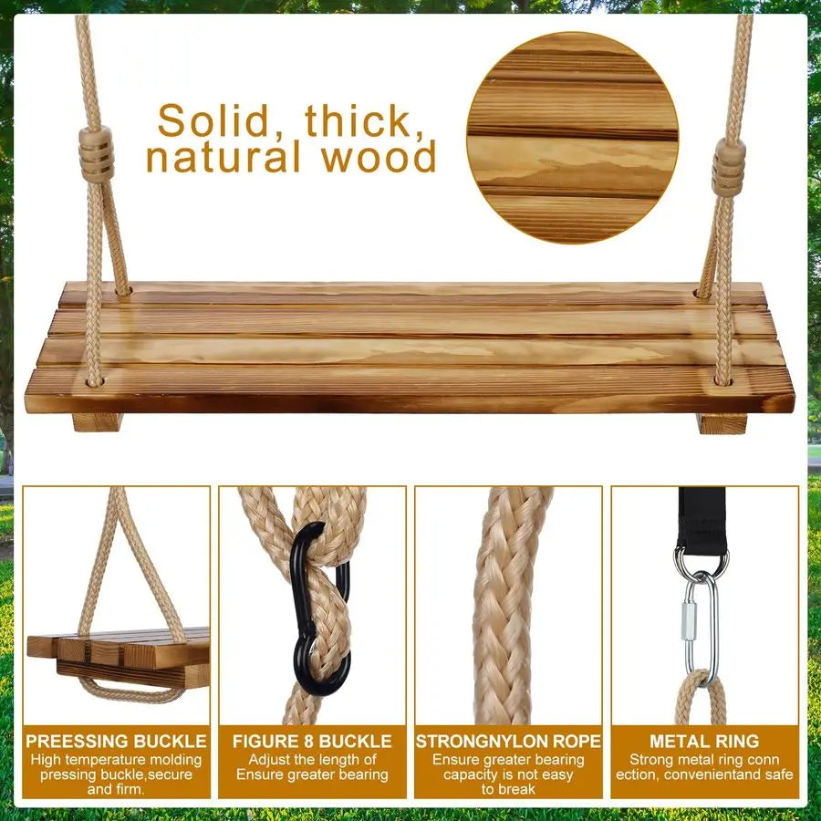 Pcs Hanging Wood Swing Seat Carbonized
