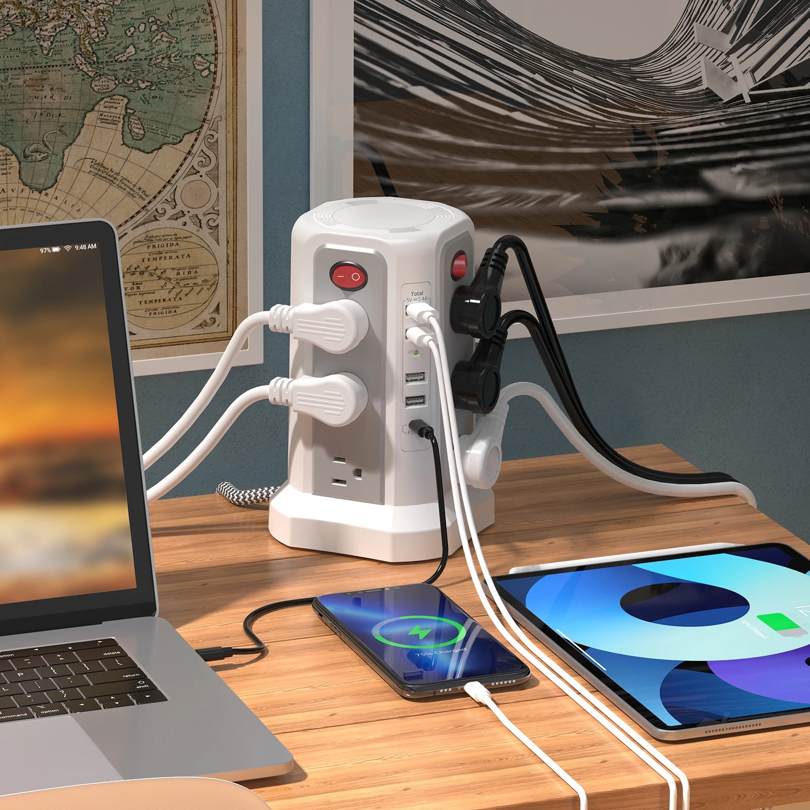 American Tower braided extension cord plug-in