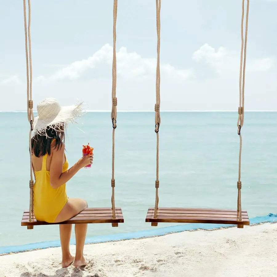 Pcs Hanging Wood Swing Seat Carbonized