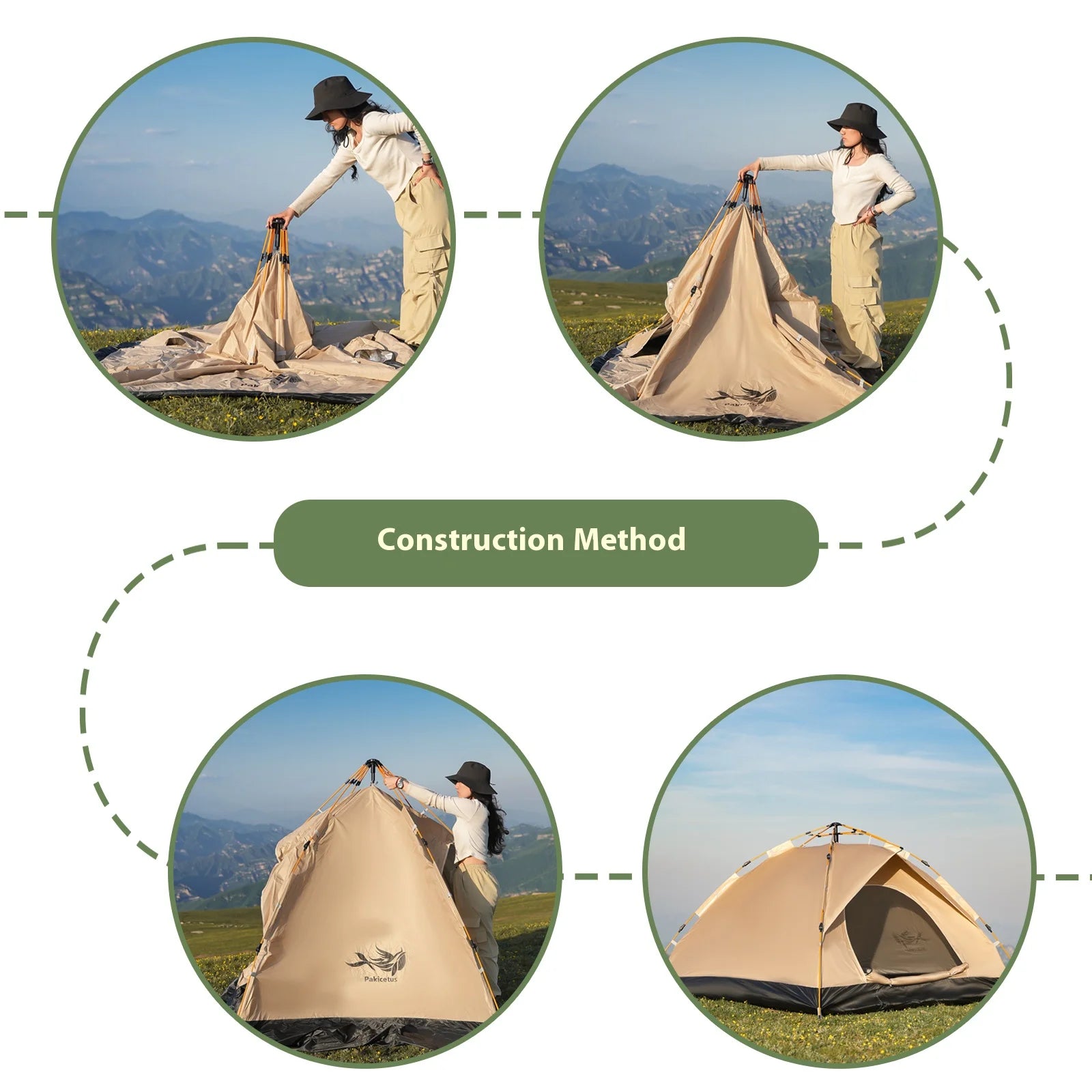 Pakicetus Instant Golden Tent - Portable 3-4 Person