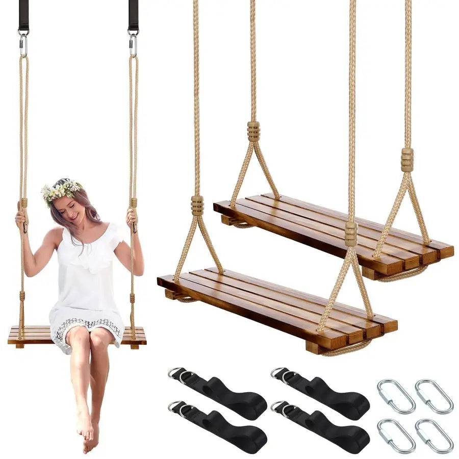 Pcs Hanging Wood Swing Seat Carbonized