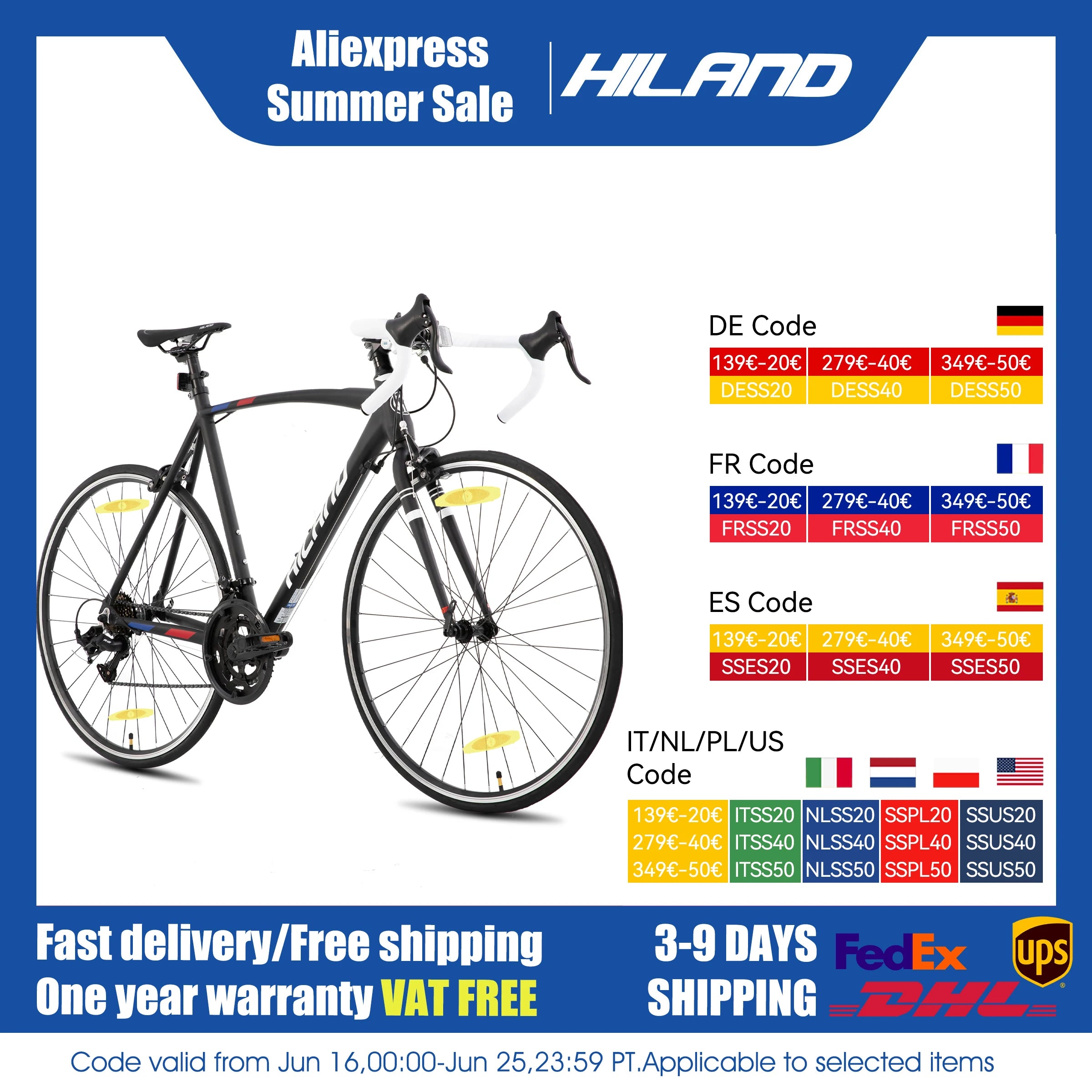 Hiland 700c road bike, 14 speeds, lightweigh