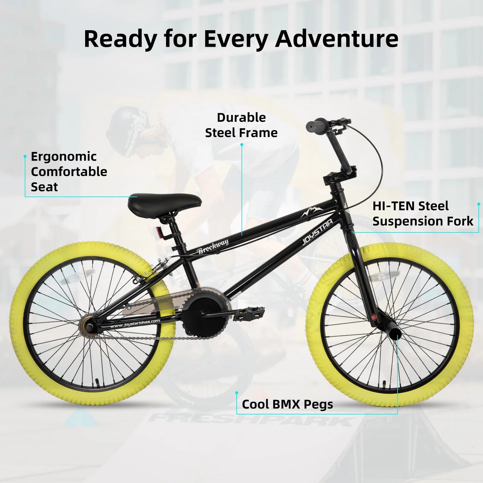 24" JOYSTAR Brockway Freestyle Kids BMX Bikes for 6-14 Years