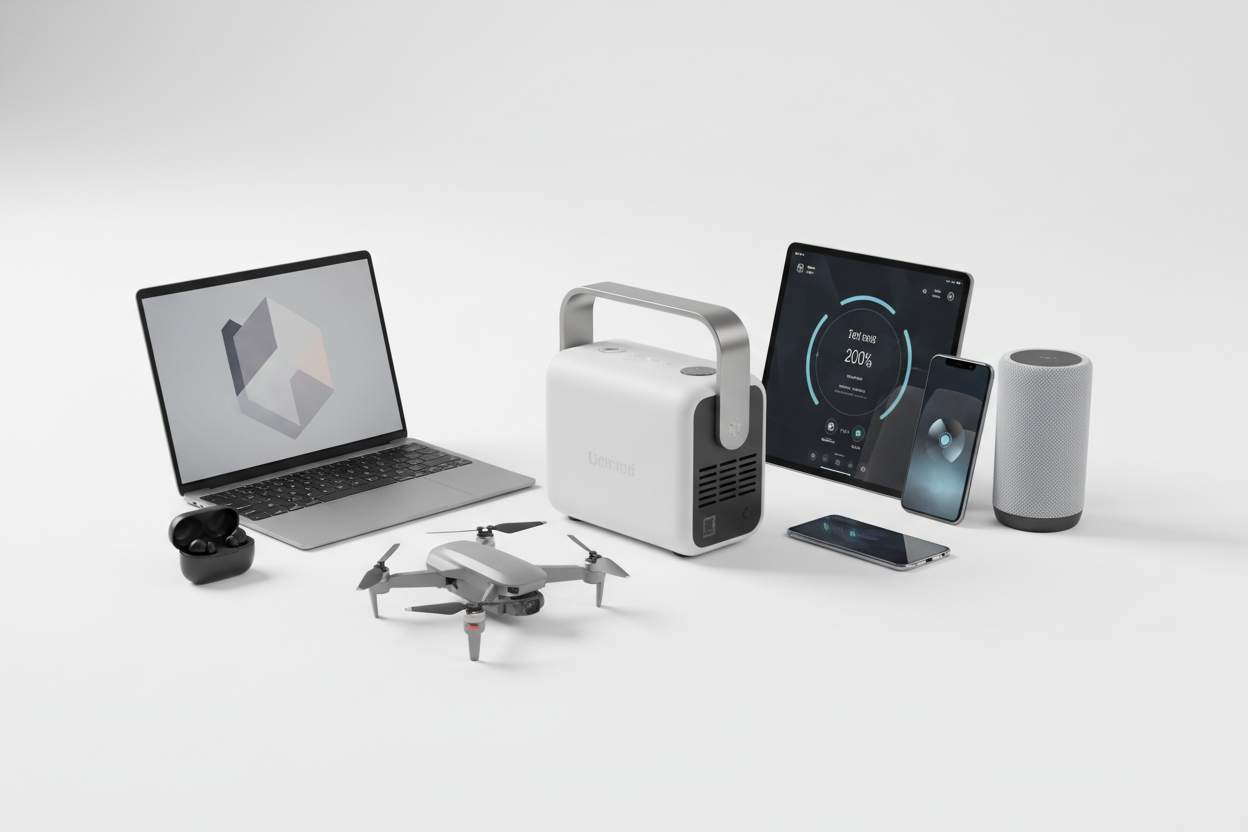 Different types of electronics like a generator, computer, drone, basically electronics that are normal for day to day use now